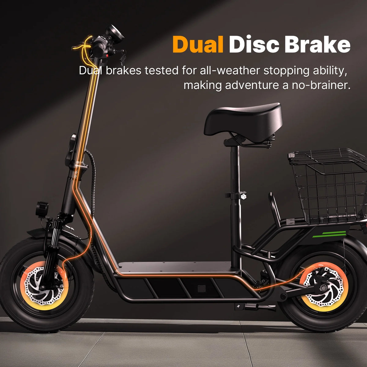 700W Motor 14" Pneumatic Tire Foldable Electric Scooter with Seat N25511