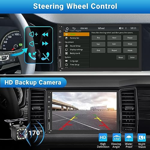 Double Din Car Stereo with 7inch Touchscreen, Bluetooth, Camera, FM Radio H88233