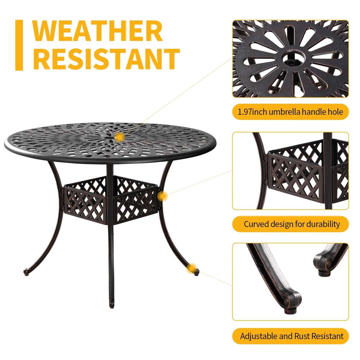 5 Piece Patio Dining Set with Umbrella Hole E727
