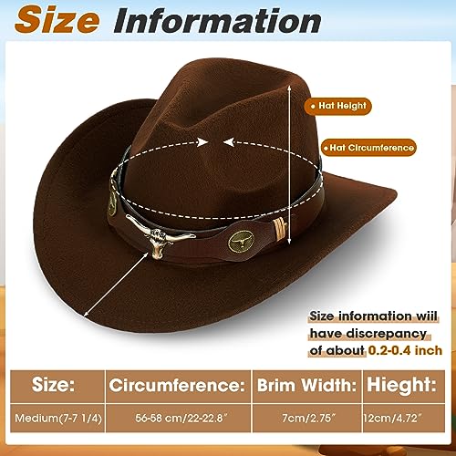4 Pcs Felt Wide Brim Cowboy Hat N6085