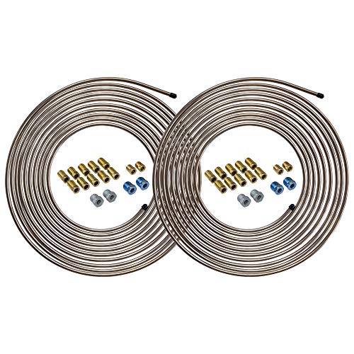 25 ft 1/4 Copper-Nickel Brake Line Tubing Coil and Fitting Kit I375567