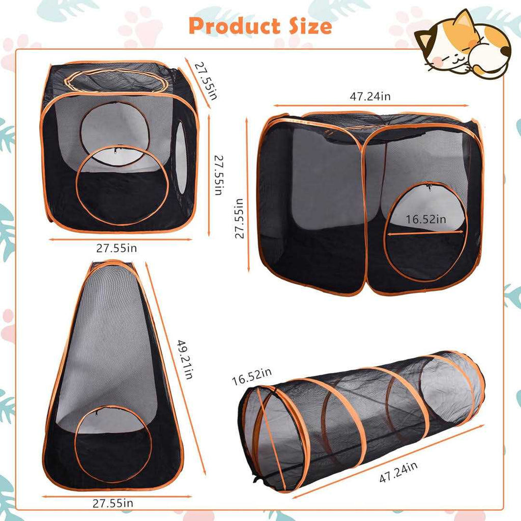 Portable Playpen Enclosures with Tunnel for Cat Dog and Small Animals I255