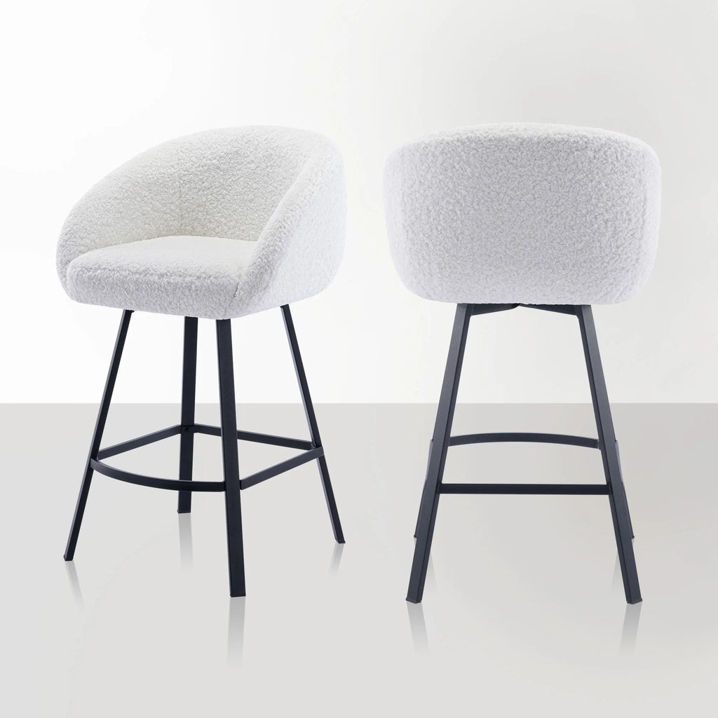 25.6" Sherpa Barrel Swivel Bar Stools Set of 2 S8925