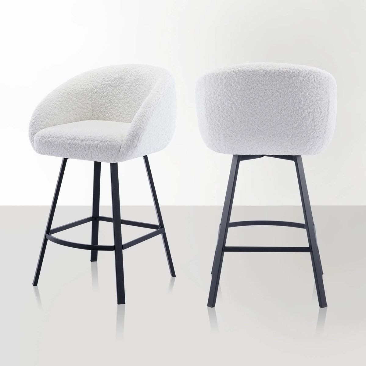25.6" Sherpa Barrel Swivel Bar Stools Set of 2 S8925