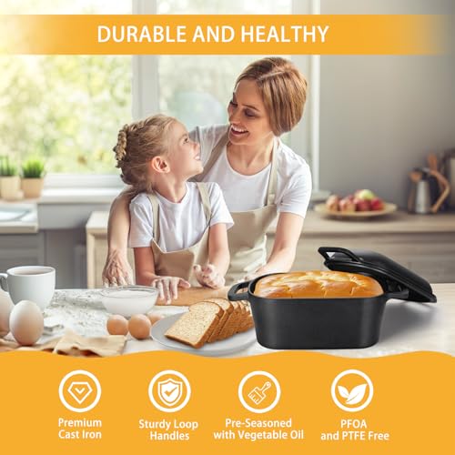 3.6QT Pre-Seasoned Cast Iron Dutch Oven with Lid F2338