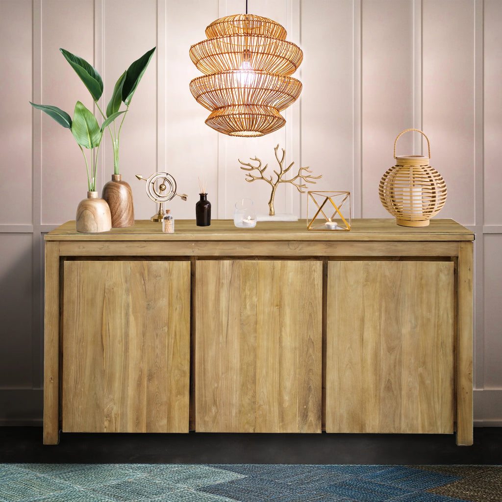 Recycled Teak Wood Buffet With 3 Doors U501