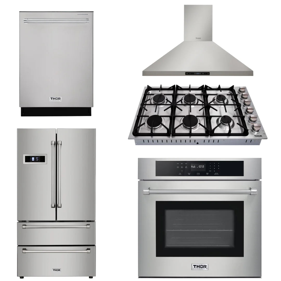 30 Wall Oven, 36 Cooktop, Range Hood, Refrigerator, Dishwasher N694