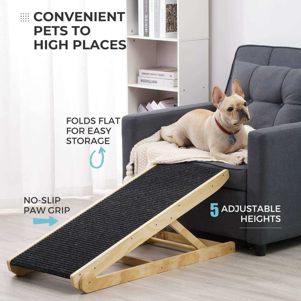 Wooden Adjustable Pet Ramp Non Slip Carpet J384