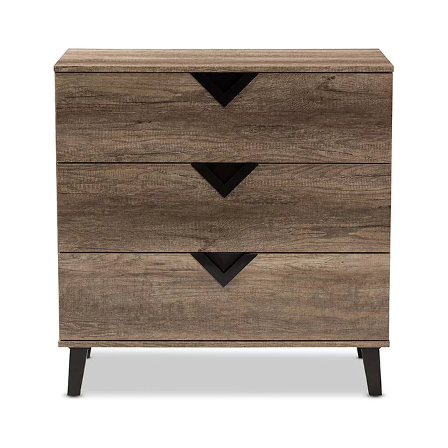 Light Brown Wood 3-Drawer Chest L7584
