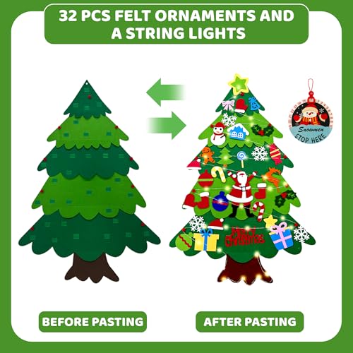 Felt Christmas Tree Set with 32pcs Ornaments W395158