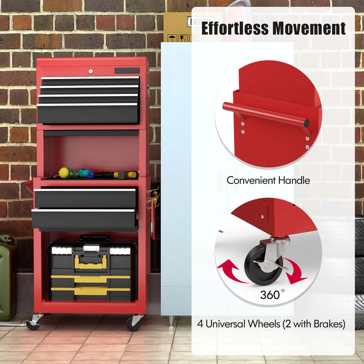 6 Drawer Rolling Tool Chest Storage Cabinet I659