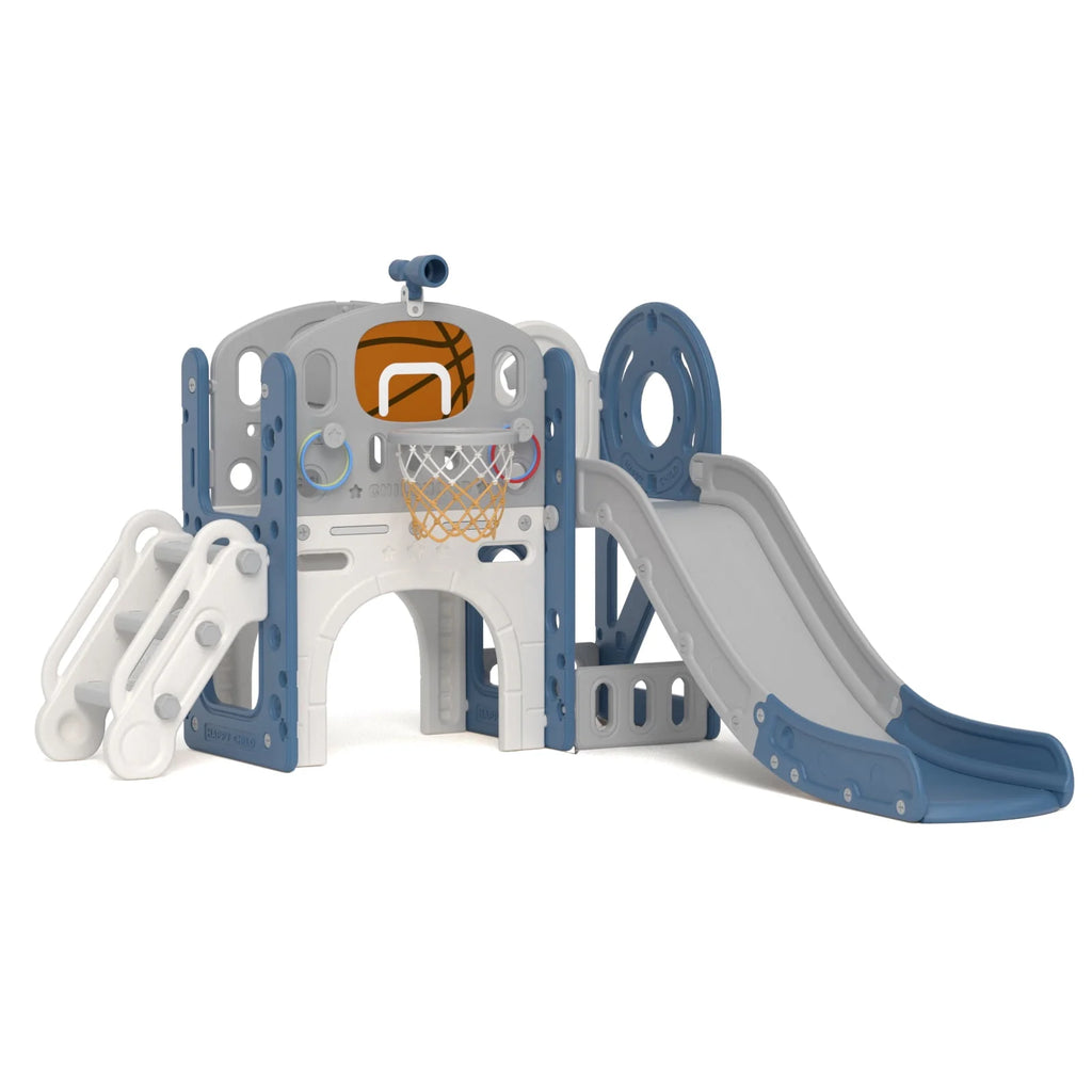 9 in 1 Toddler Slide with Ring Toss, Basketball Hoop, and Telescope, Gray S233