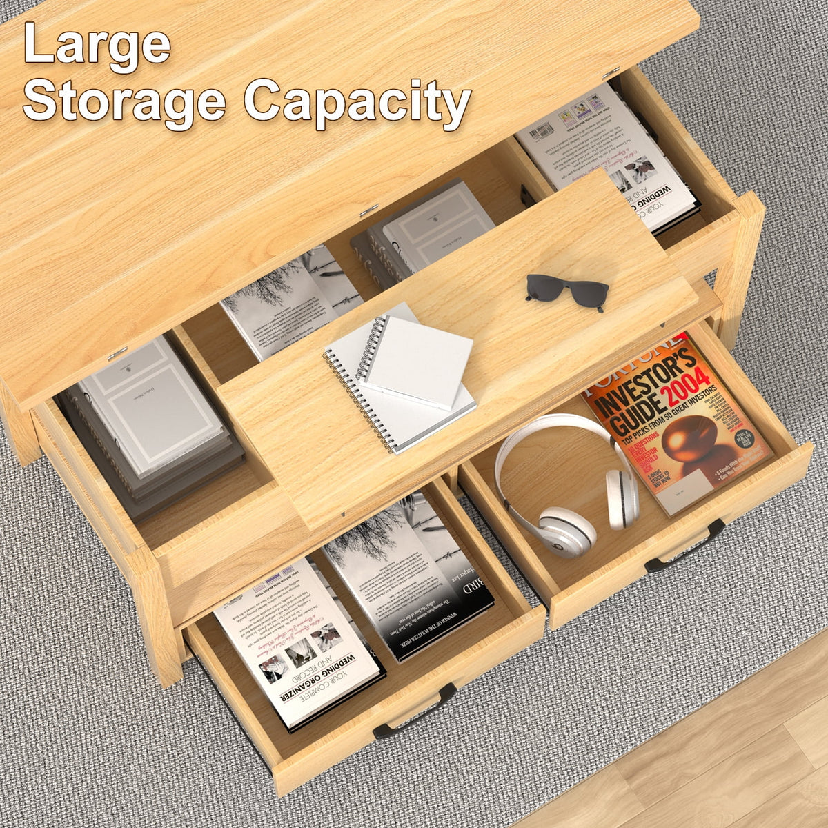 Lift Top Coffee Table with 2 Storage Drawer M71536