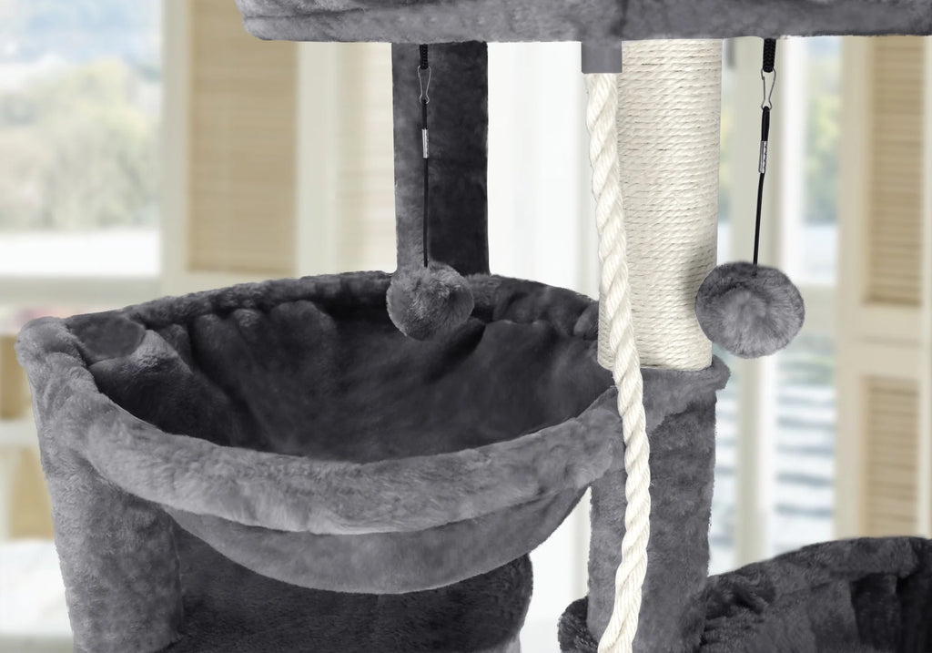 Grey Cat Tree with Scratching Posts and Hammocks T691032