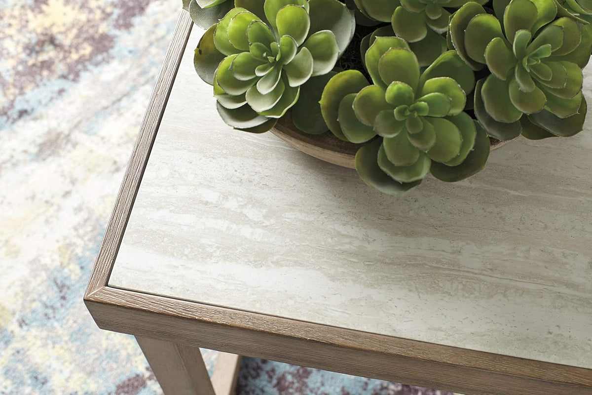 Contemporary End Table with Faux Carrara Marble Top Y859602