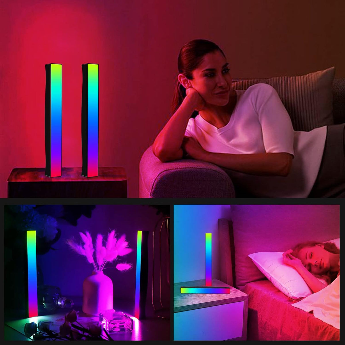 Battery Powered RGB Sound Control Rhythm Light Bar 2Pcs I611