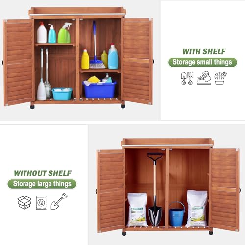 Waterproof Wooden Potting Bench with Metal Work Top L8080