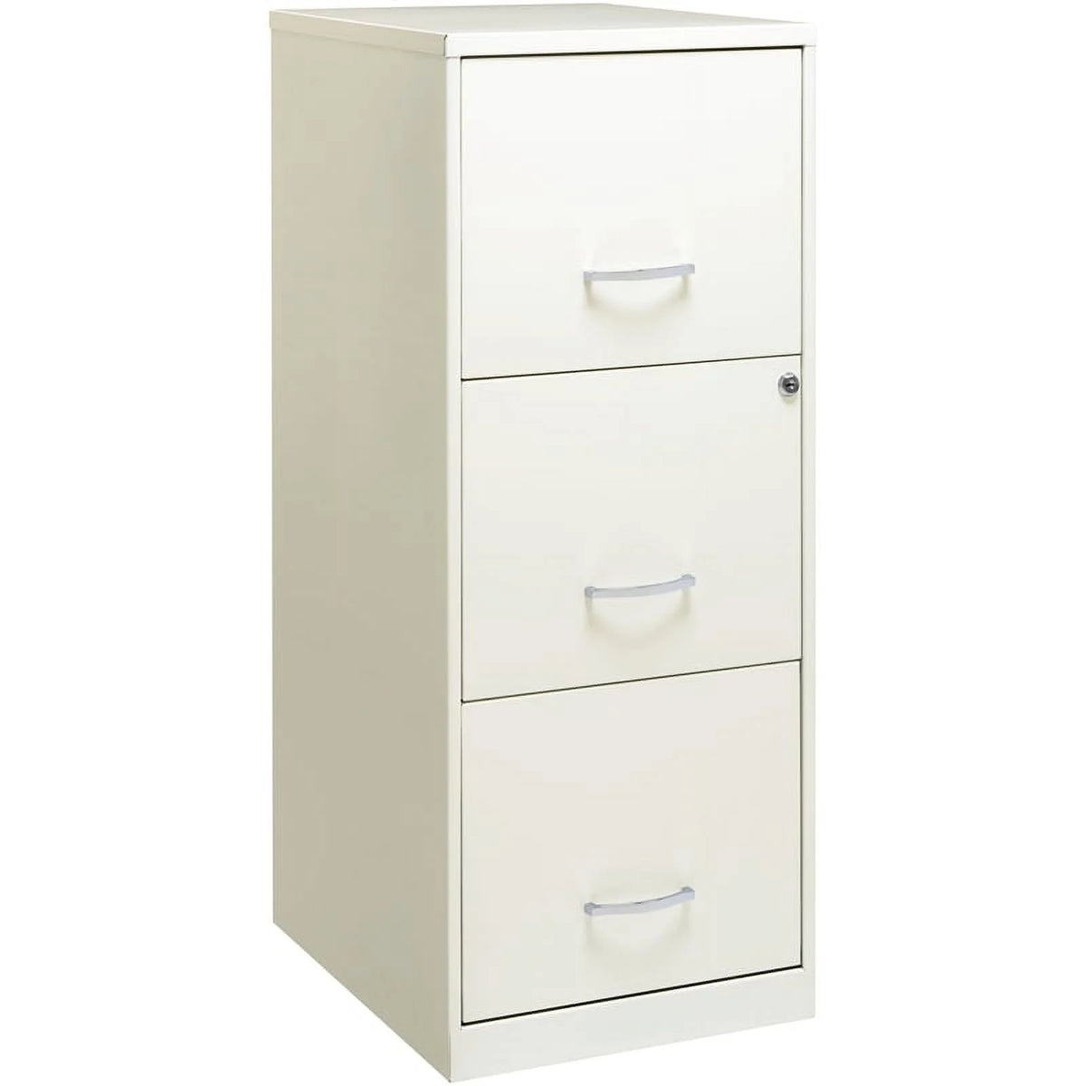 White 3 Drawer Metal File Cabinet with Lock C14397