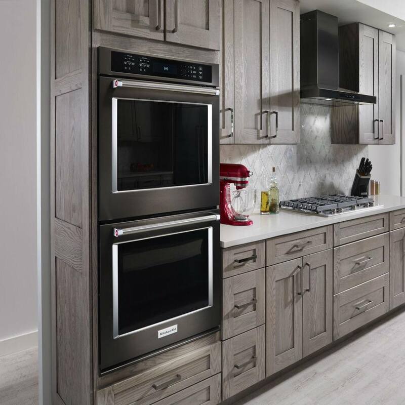 27 in. Double Electric Wall Oven Self-Cleaning Convection Black Stainless C91062