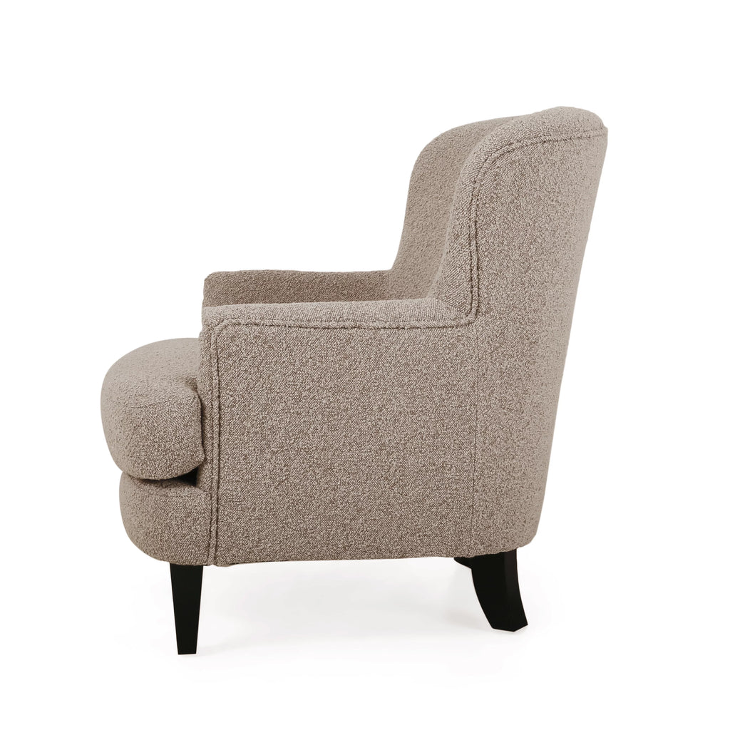 Boucle Upholstered Club Chair and Ottoman Set X9742