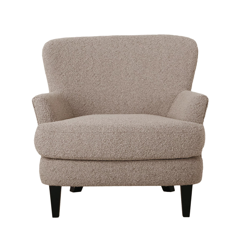 Boucle Upholstered Club Chair and Ottoman Set X9742