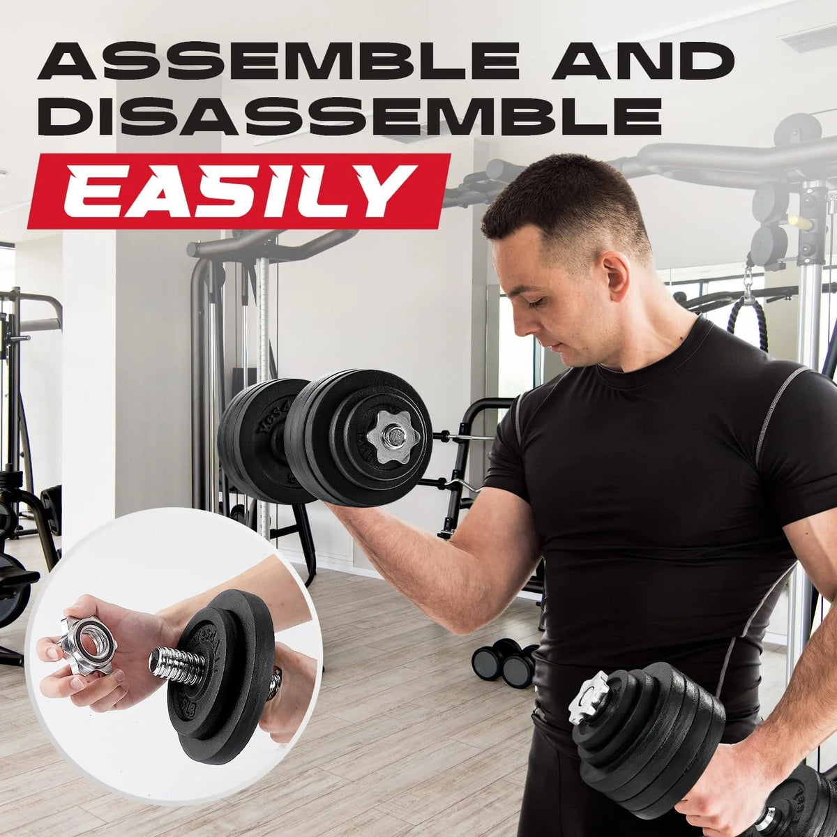 Adjustable 105 lbs Cast Iron Dumbbell Set N73386
