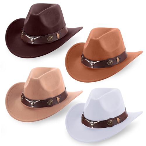 4 Pcs Felt Wide Brim Cowboy Hat N6085