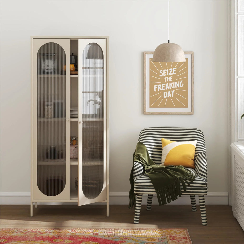 2-Door Accent Cabinet with Fluted Glass K954