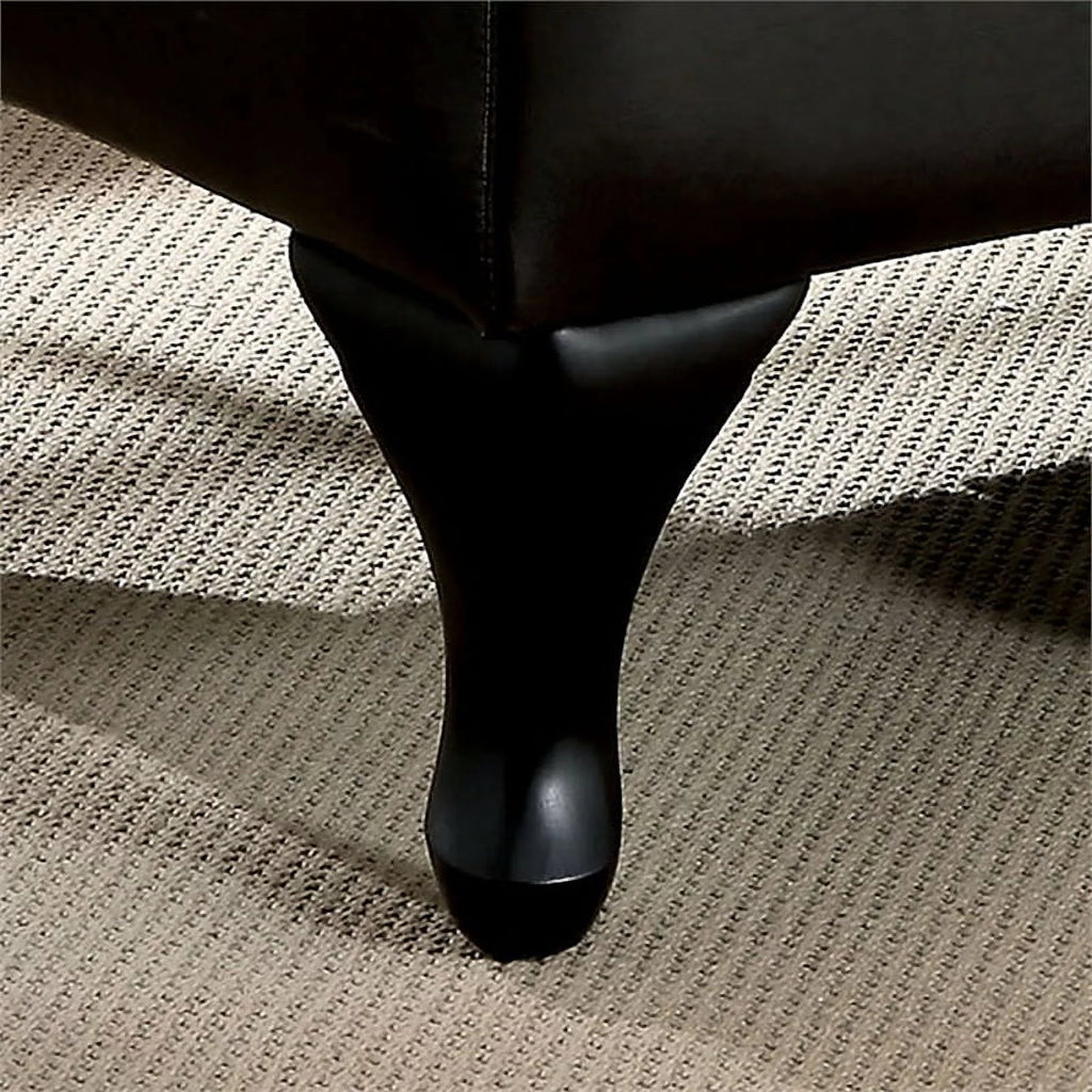 Black Faux Leather Tufted Storage Chaise Lounge T4330