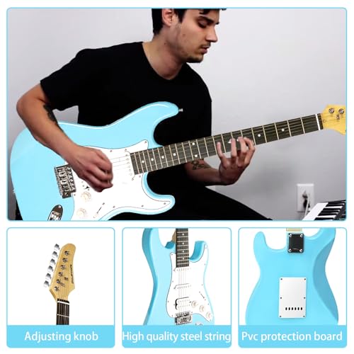 39 Inch Full Size HSS Pickups Electric Guitar Starter Kit with 15W Amp H5226