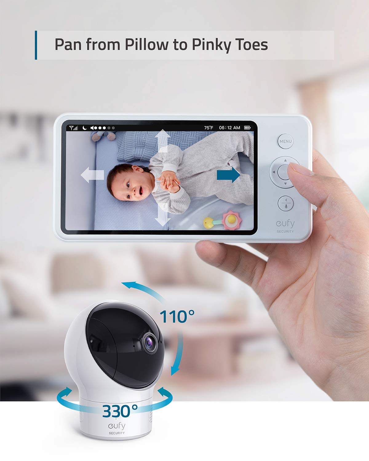 Video Baby Monitor with Camera and Audio, 720p HD, Night Vision, 5 Display C801