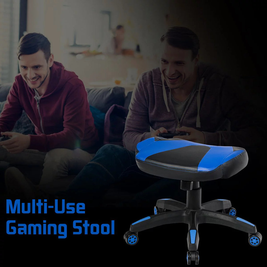 Blue Height Adjustable Swivel Gaming Ottoman Footstool C734944