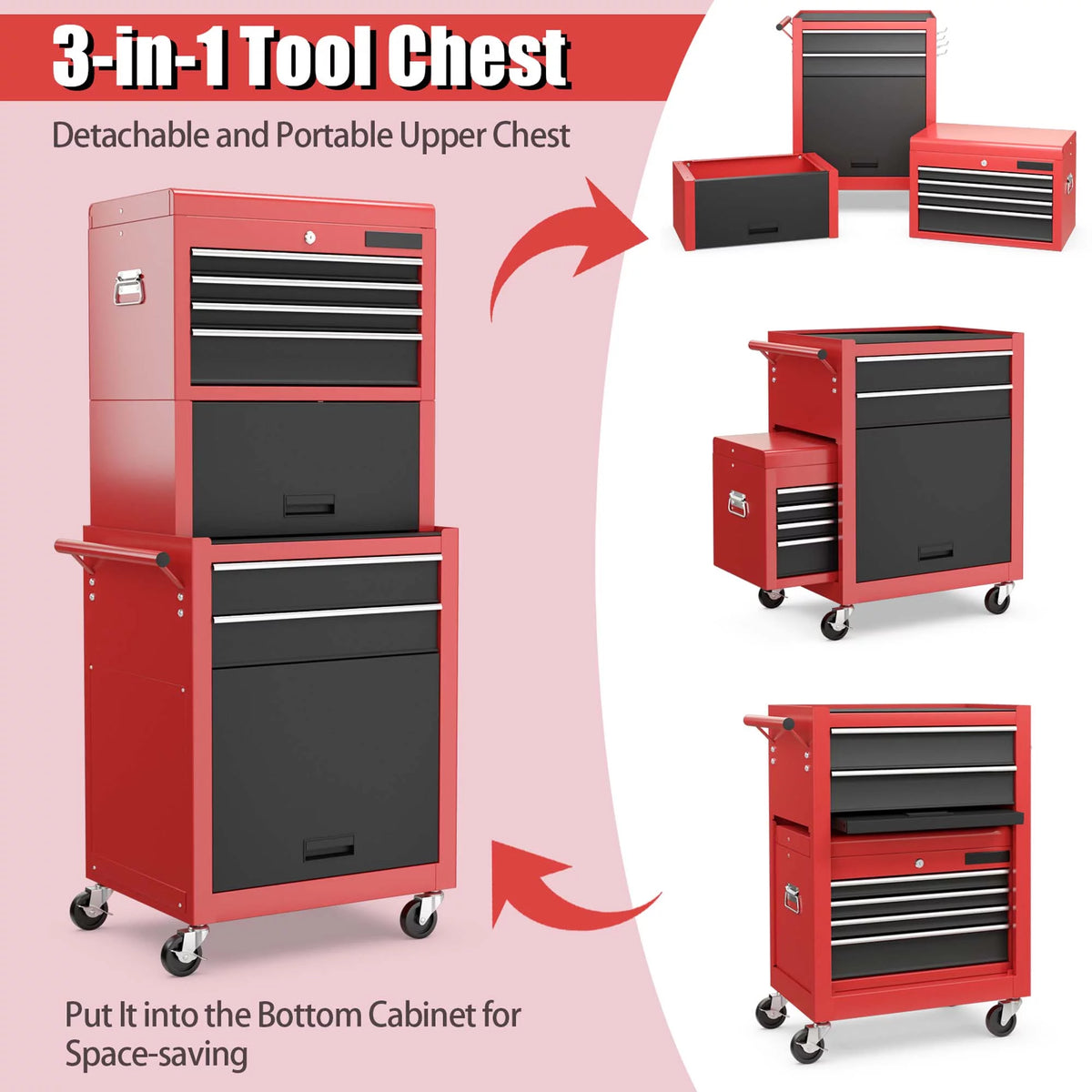 6 Drawer Rolling Tool Chest Storage Cabinet I659