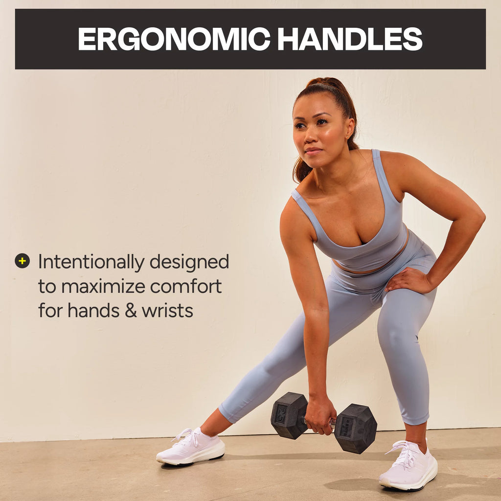 Heavy-Duty Rubber Dumbbell Weight Set with Rack, 210 lbs J69753