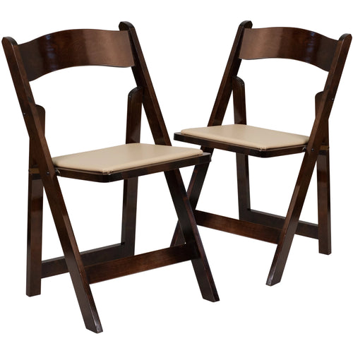 2 Pack Wood Folding Chair with Vinyl Padded Seat A75700