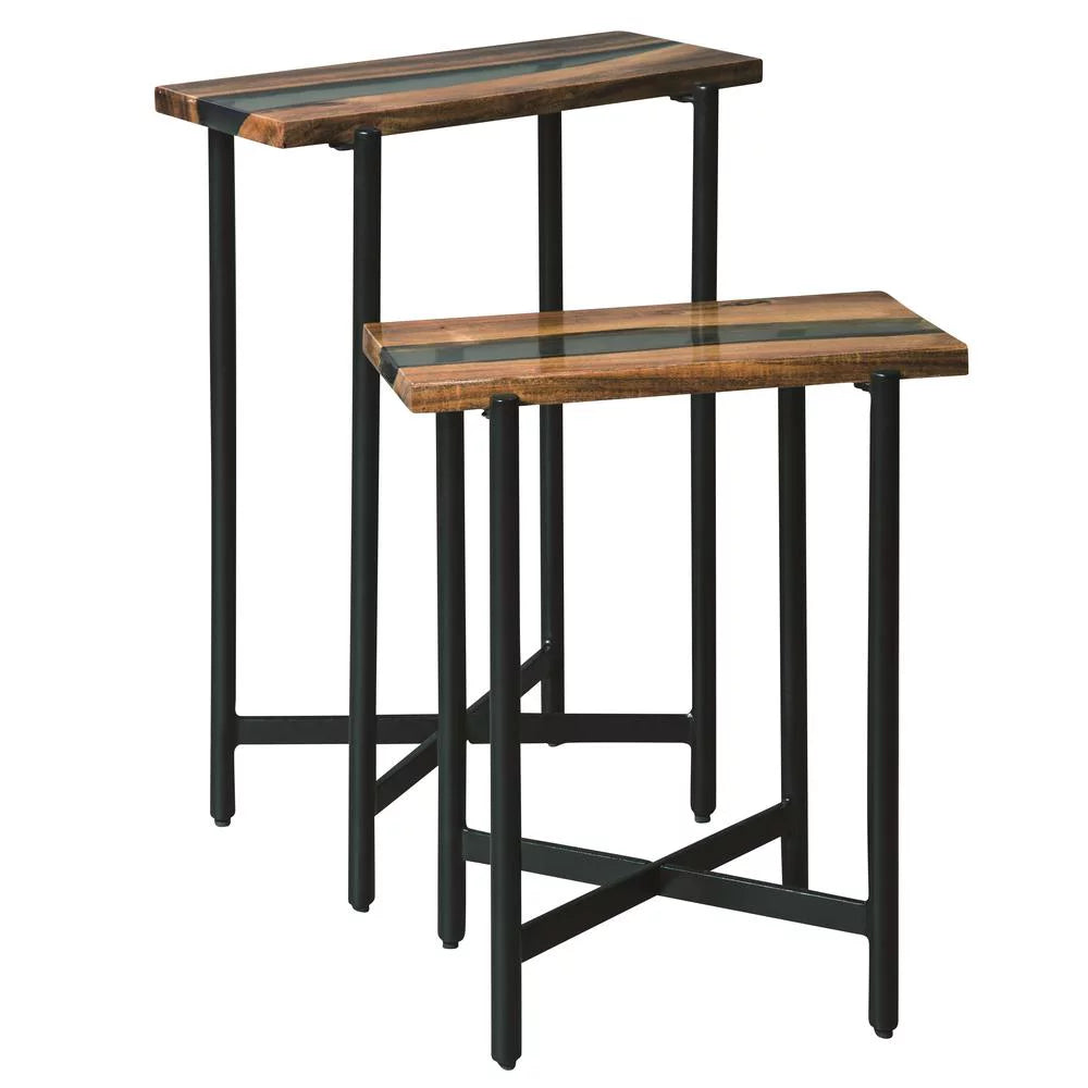 Acacia Wood and Acrylic Nesting End Tables, Set of 2 E77306