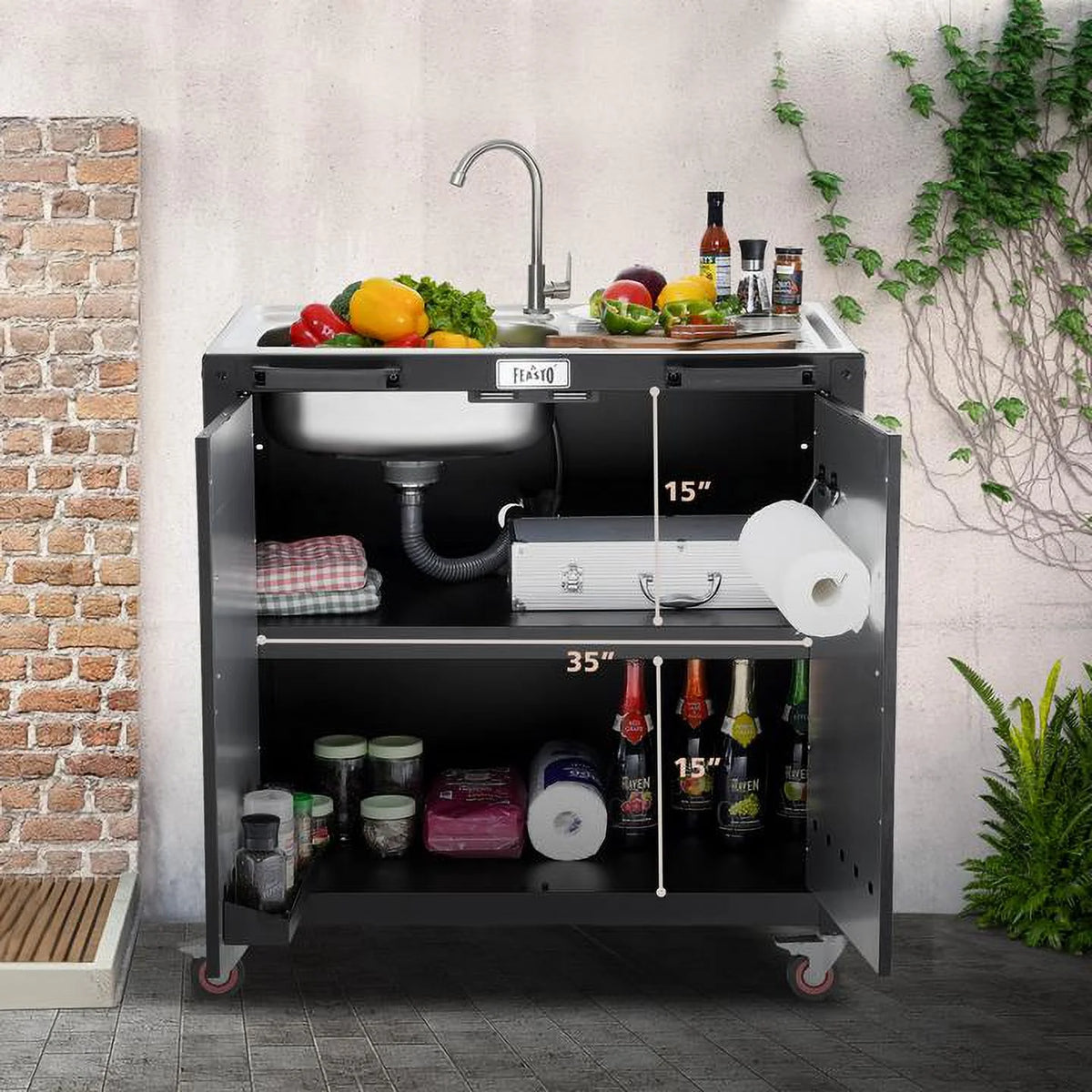 Freestanding Utility Sink with Storage Cabinet V7088