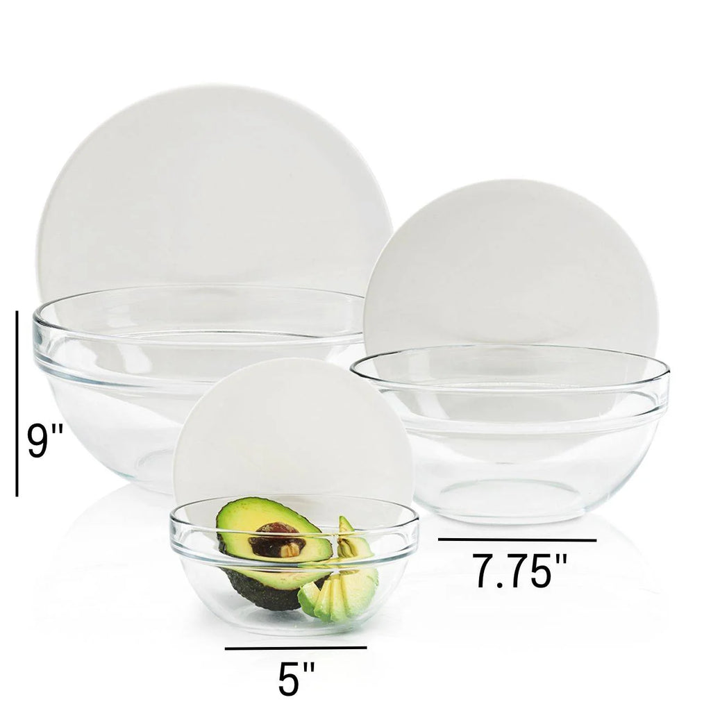 Stackable Bowls Set with White Lids X689