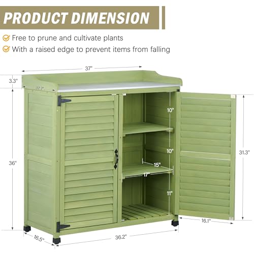 Waterproof Wooden Potting Bench with Metal Work Top L8080