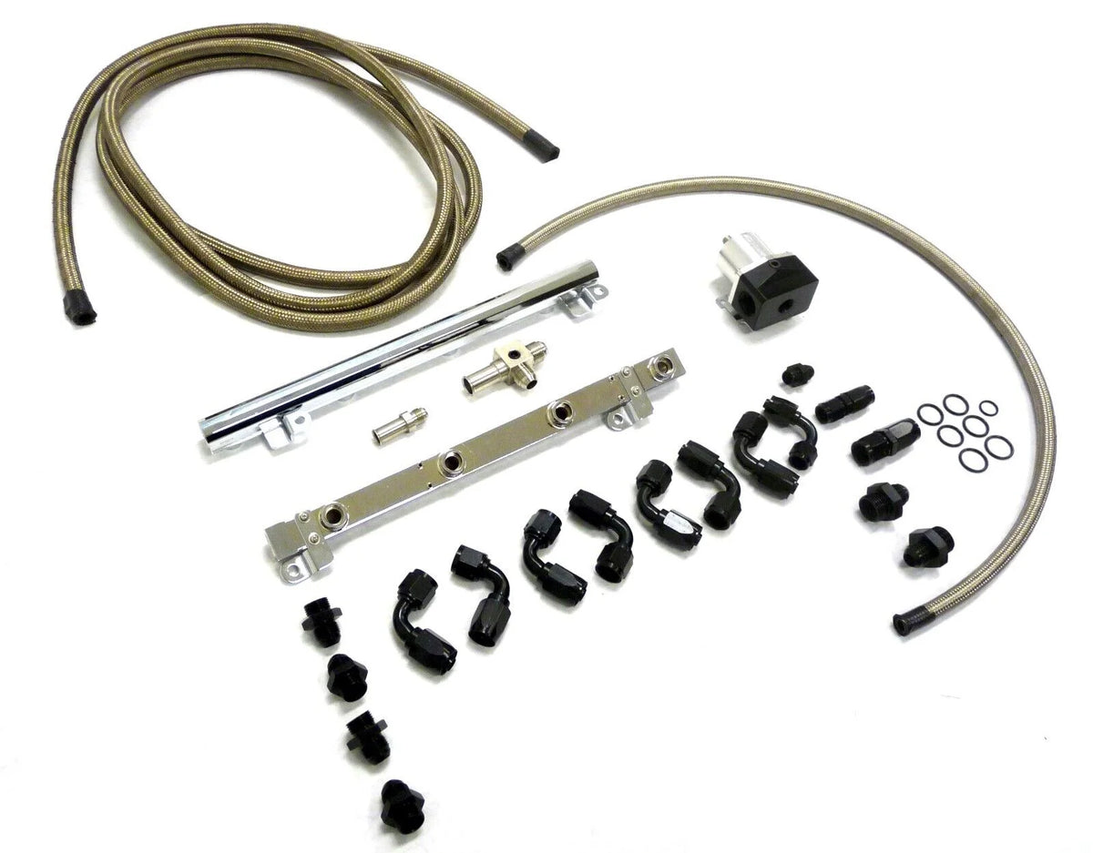 Stainless Chrome Fuel Rail with Braided Hose N9459