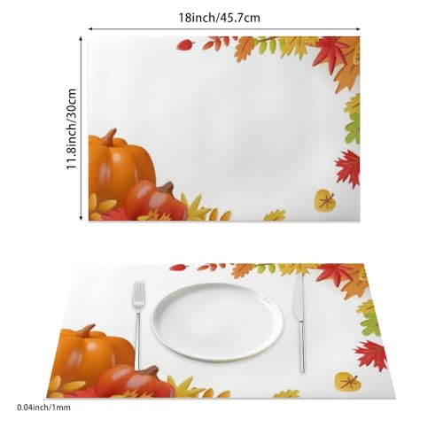 Colorful Fall Leaves Faux Leather Placemats 12 X 18 in 6-Count Q119305