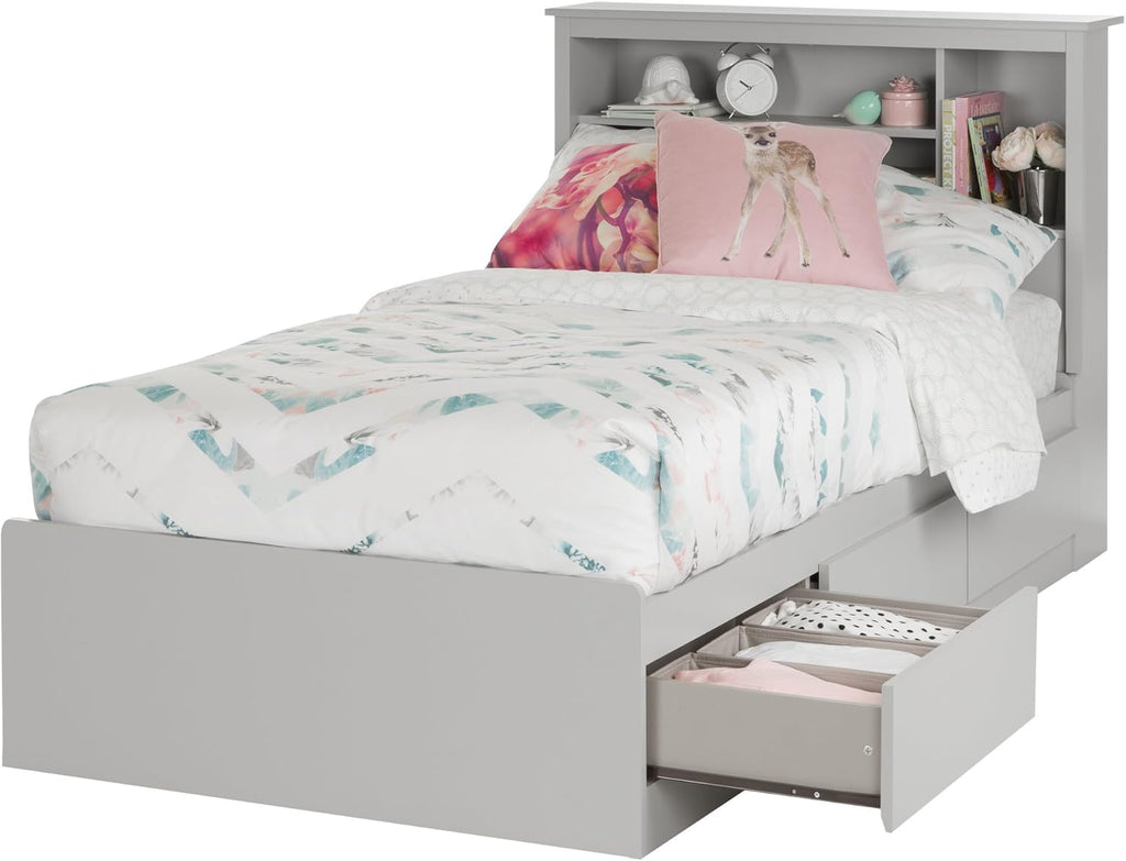 Twin Soft Gray Bookcase Headboard F732585