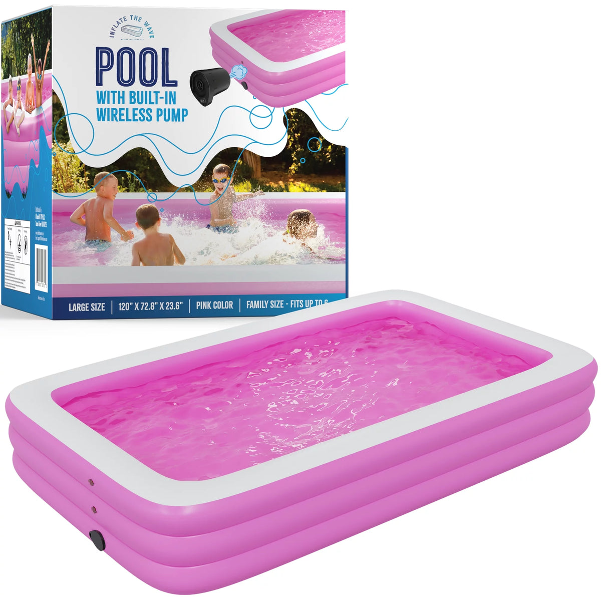 Inflatable Swimming Pool with Built-in Air Pump Pink Large O769113