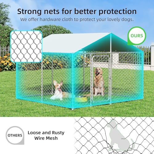 7.8x7.8 FT Heavy Duty Outdoor Dog Kennel with Waterproof UV-Resistant Cover T11009