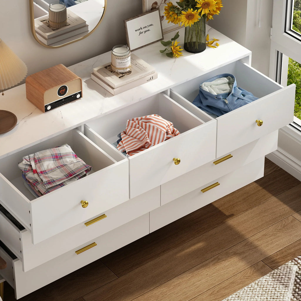 White 6 Drawer Dresser Y651897