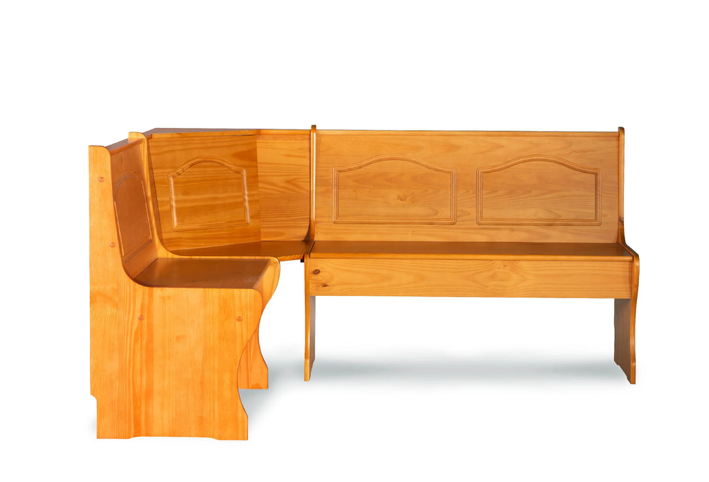 Corner Dining Nook with Storage, Seats 4, Natural Honey Finish Q133