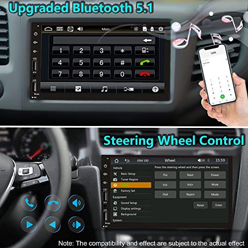 Double Din Car Stereo with 7inch Touchscreen, Bluetooth, Camera, FM Radio H88233