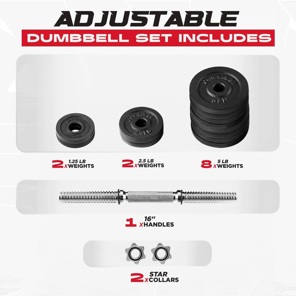 Adjustable 105 lbs Cast Iron Dumbbell Set N73386