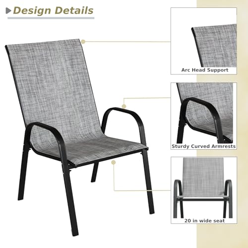 Grey Set of 4 Stackable Patio Dining Chairs S79536