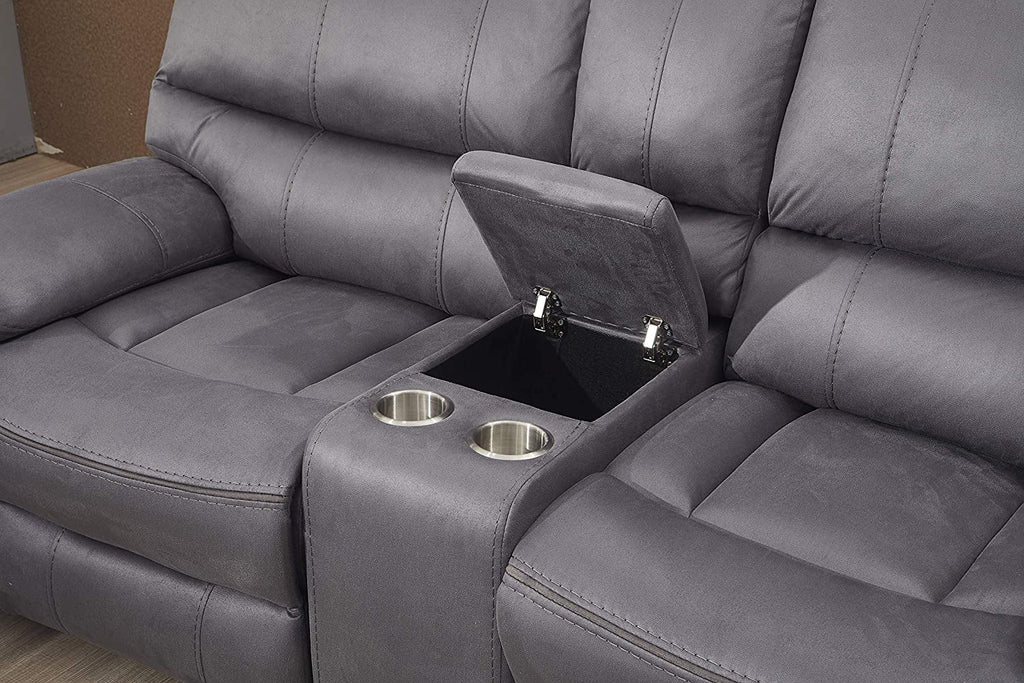 Microfiber Reclining Sofa and Loveseat R714049